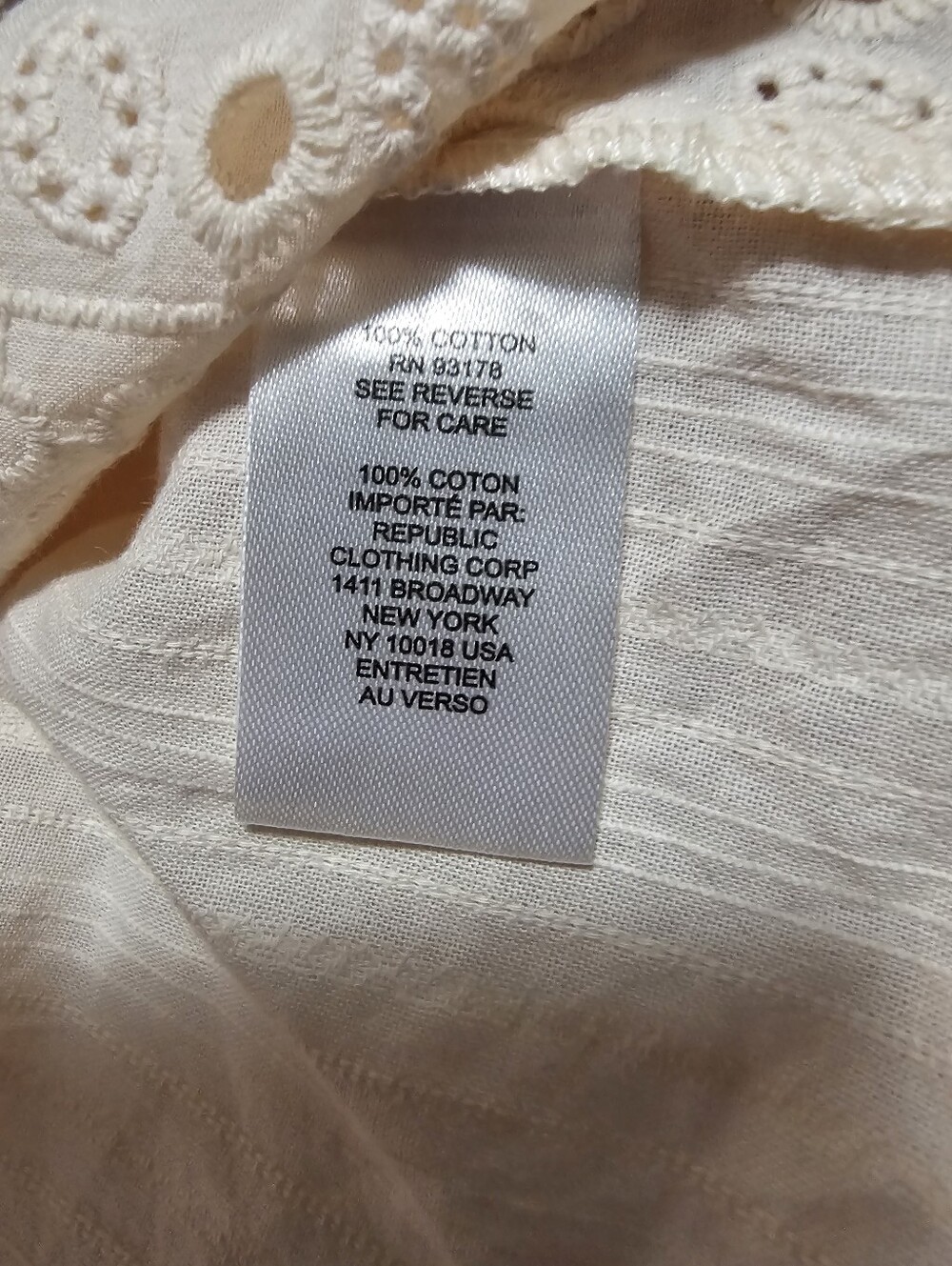 Industry 100% Cotton Eyelet Lace Puff Sleeve Blouse XS Cottagecore - Picture 2 of 9